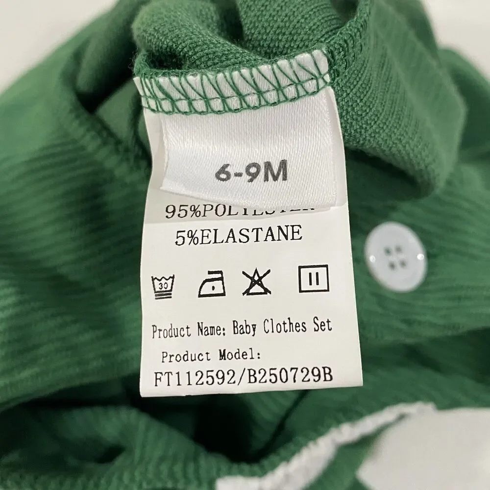 Christmas Ribbed Green Romper 6-9 mo Truck Tree Embroidered Smocked Overalls